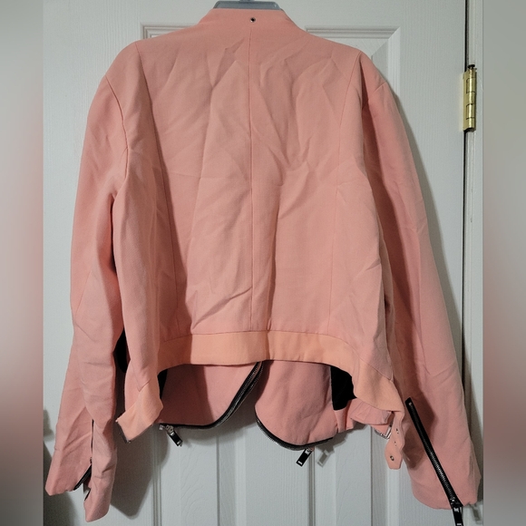 Eloquii double weave Moto Jacket size 16 pink zipper buckle embellished heavy - Picture 6 of 6